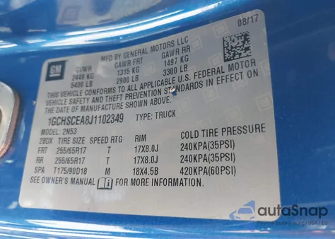 2018 Chevrolet Colorado Lt z USA, uszkodzony, nr VIN 1GCHSCEA8J1102349